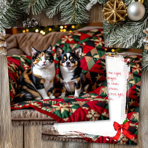 Süßer Chihuahua und Katzen-Weihnachten Feiertagskarte