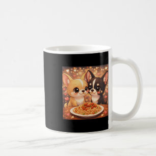 Süßer Chihuahua Valentinstag Hunde teilen Spaghett Kaffeetasse
