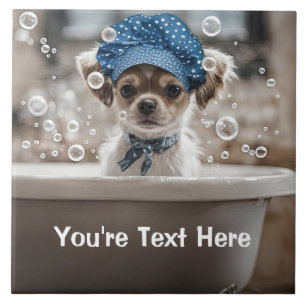 Süßer Chihuahua-Welpe-Hund-Spa-Schaumbad Fliese