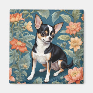 Süßer Chihuahua William Morris inspirierter Blumen Magnet