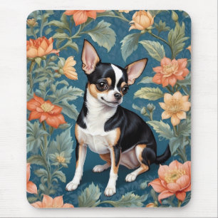 Süßer Chihuahua William Morris Inspirierter Blumen Mousepad