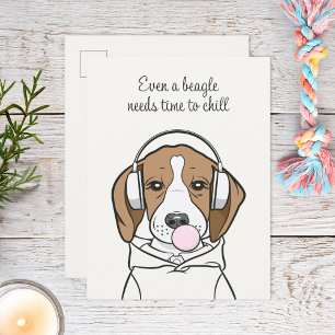 Süßer, chillender Beagle mit Bubble-Gum - Lustiger Postkarte