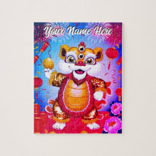 Süßer chinesischer Löwentanz-Puzzle Puzzle