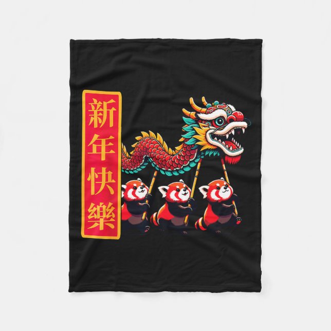 Süßer chinesischer Neujahrs-Drachentanz Lunar Neuj Fleecedecke (Vorderseite)