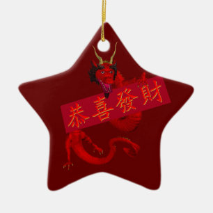 Süßer chinesischer roter Drache Keramik Ornament