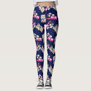 Süßer Choo Choo Zug Teddybär Nahtloses Muster Leggings