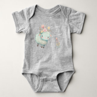 Süßer Christlicher Blauer Lamm Blumen Persönlicher Baby Strampler