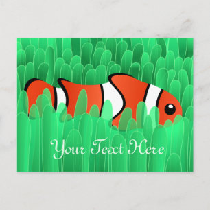 Süßer Clownfisch und prächtige grüne Seeanemone Postkarte