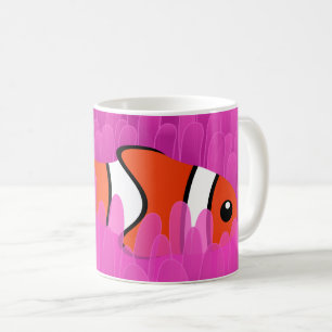 Süßer Clownfisch und schöne rosa Seeanemone Kaffeetasse