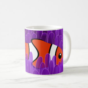 Süßer Clownfisch und schöne violette Seeanemone Kaffeetasse