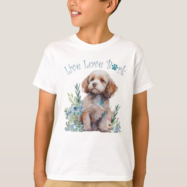 Süßer Cockapoo-Hund Blumen T-Shirt (Vorderseite)
