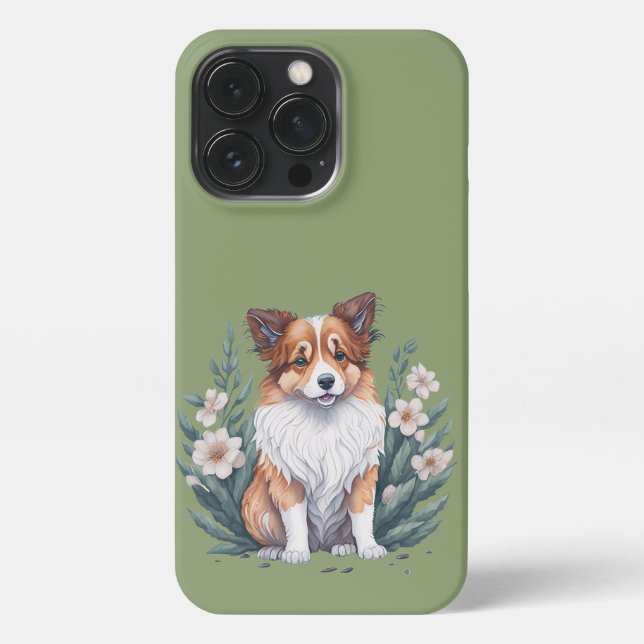 Süßer Collie umringt von Blumen -  iPhone Hülle (Rückseite)