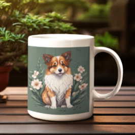 Süßer Collie umringt von Blumen - Tasse