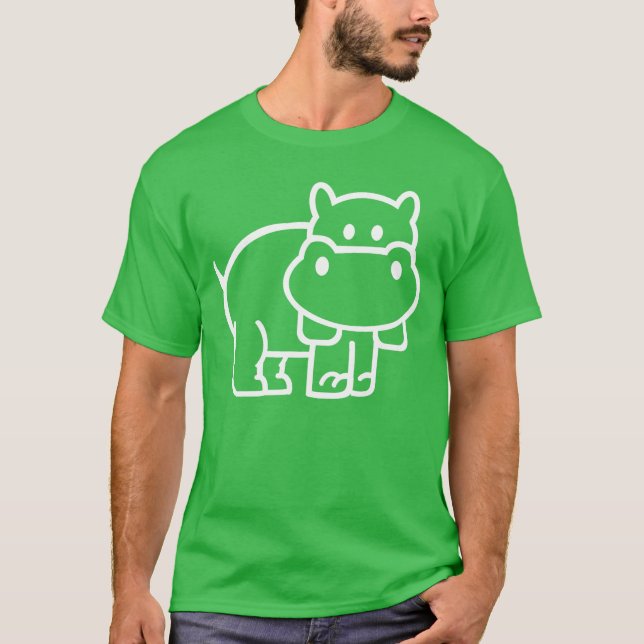 Süßer Comic-Nilpferd-Junge T-Shirt (Vorderseite)