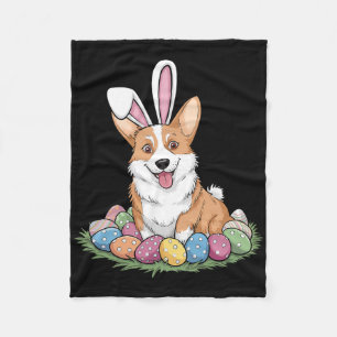 Süßer Corgi-Hasenohren-Oster-Eier-Suche-Hundeliebh Fleecedecke