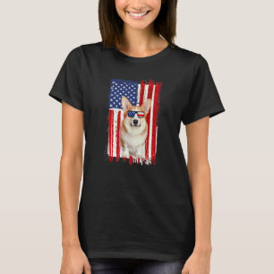 Süßer Corgi Hund Amerikanische Flagge Patriotisch T-Shirt