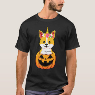 Süßer Corgi-Hund Einhorn Kürbis Halloween-Kostüm G T-Shirt