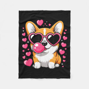 Süßer Corgi-Hund Herz Sungles Valentinstag Welpe Fleecedecke