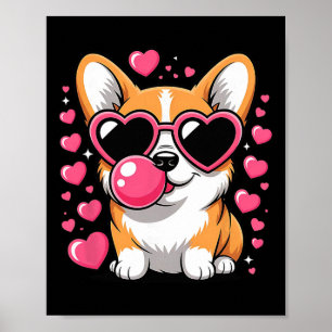 Süßer Corgi-Hund Herz Sungles Valentinstag Welpe Poster