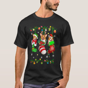 Süßer Corgi-Hund in Weihnachts-Socken Haustier T-Shirt