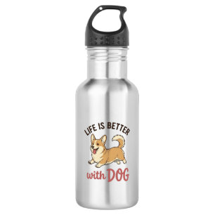 Süßer Corgi-Hund Leben ist besser mit Hundedesign_ Edelstahlflasche