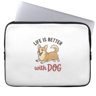 Süßer Corgi-Hund Leben ist besser mit Hundedesign_ Laptopschutzhülle