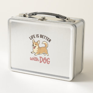 Süßer Corgi-Hund Leben ist besser mit Hundedesign_ Metall Brotdose