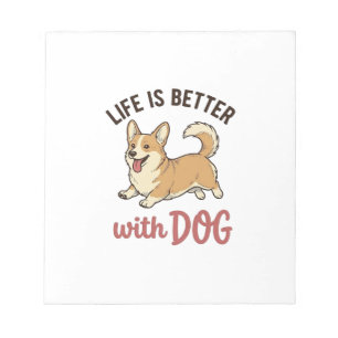 Süßer Corgi-Hund Leben ist besser mit Hundedesign_ Notizblock