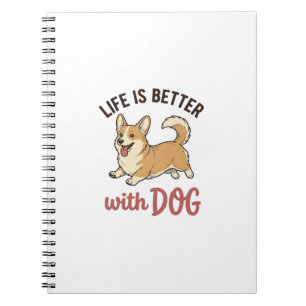 Süßer Corgi-Hund Leben ist besser mit Hundedesign_ Notizblock