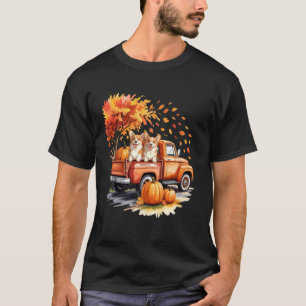 Süßer Corgi-Hund-LKW-Kürbis-Herbst-Blätter Th T-Shirt