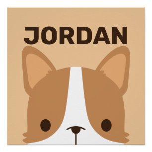 Süßer Corgi-Hund mit personalisiertem Namen Poster