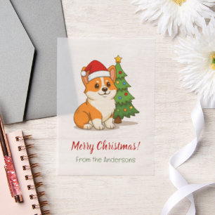 Süßer Corgi-Hund mit roter Mütze und Christbaum-Ei