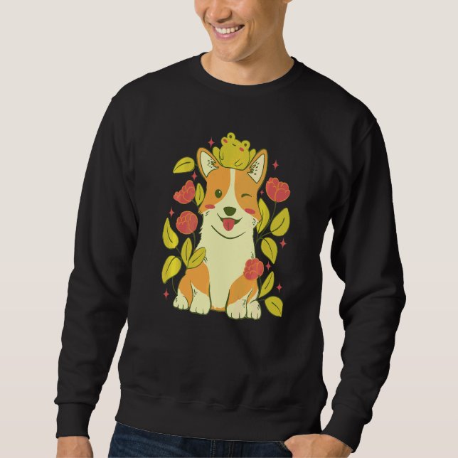 Süßer Corgi-Hund und Frosch  1 Sweatshirt (Vorderseite)