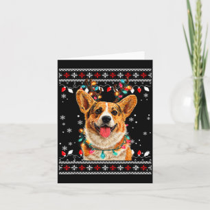 Süßer Corgi-Hund Weihnachten Rentier Santa Hut  Karte