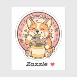 Süßer Corgi isst Ramen Kawaii japanische Nudeln Aufkleber