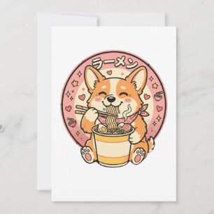 Süßer Corgi isst Ramen Kawaii japanische Nudeln Einladung
