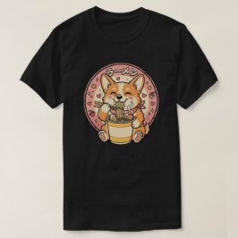 Süßer Corgi isst Ramen Kawaii japanische Nudeln T-Shirt
