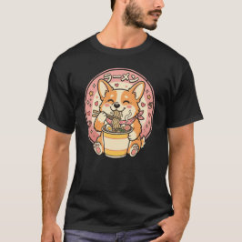 Süßer Corgi isst Ramen Kawaii japanische Nudeln T-Shirt