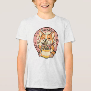 Süßer Corgi isst Ramen Kawaii japanische Nudeln Tri-Blend Shirt