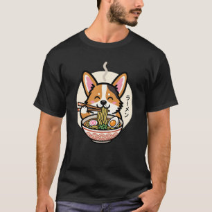 Süßer Corgi isst Ramen-Nudeln Japanisches Essen T-Shirt