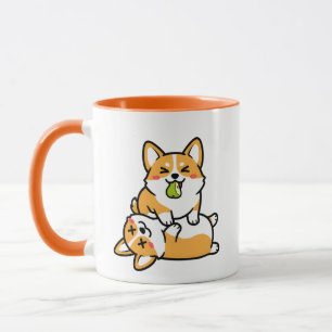 Süßer Corgi mit Birne auf müdem Corgi Lustige Hund Tasse