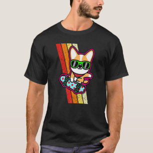 Süßer Corgi Skateboardfahrer Skater Hund Welpe T-Shirt