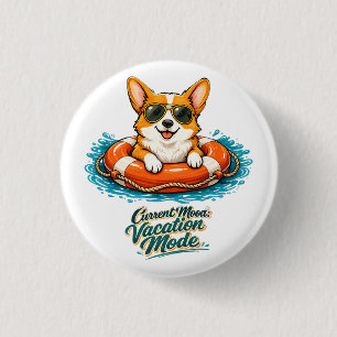 Süßer Corgi Sommerferien-Modus-Knopf Button