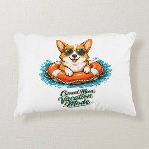 Süßer Corgi "Urlaubsmodus" Sommer-Design Dekokissen
