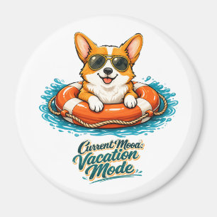 Süßer Corgi "Urlaubsmodus" Sommer-Design Magnet