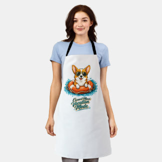 Süßer Corgi "Urlaubsmodus" Sommer-Design Schürze