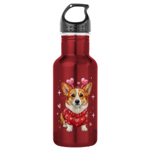 Süßer Corgi Valentinsherz Valentinstag Edelstahlflasche