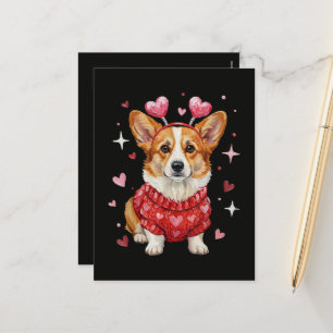 Süßer Corgi Valentinsherz Valentinstag Feiertagspostkarte