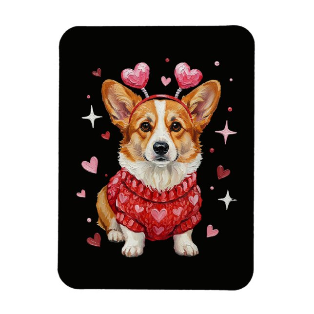 Süßer Corgi Valentinsherz Valentinstag Magnet (Vertikal)