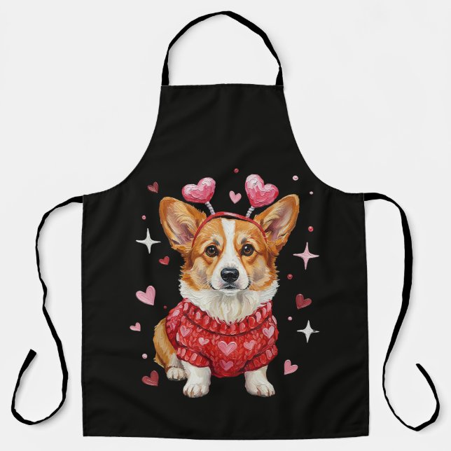 Süßer Corgi Valentinsherz Valentinstag Schürze (Vorderseite)
